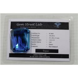 TOPAZ 102.50 CT HUE ENHANCED WITH COA