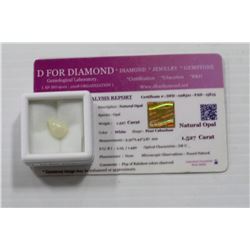 NATURAL OPAL 1.52 CT WITH COA