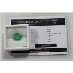 EMERALD 6.40 CT WITH COA
