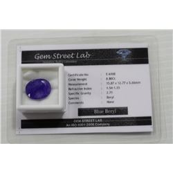 BLUE BERYL 8.80 CT WITH COA