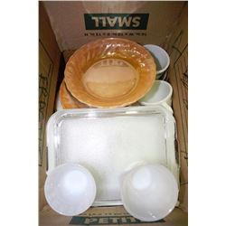 BOX OF VINTAGE FIREKING MILKGLASS,DEPRESSION GLASS