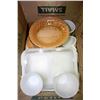 Image 1 : BOX OF VINTAGE FIREKING MILKGLASS,DEPRESSION GLASS