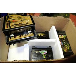 BOX OF PAINTED ASIAN JEWELLERY BOXES INCLUDING