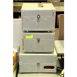 LOT OF 3 WOODEN SHOCK BOXES WITH CONTENTS