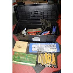 BLACK TOOL BOX WITH CONTENTS