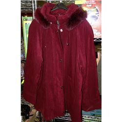 SEQUENCE PLUS BURGUNDY JACKET WITH FAUX FUR