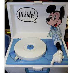 VINTAGE SEARS MICKEY MOUSE PORTABLE RECORD PLAYER