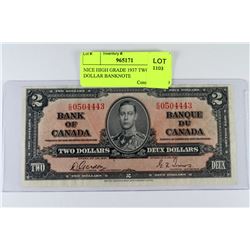 NICE HIGH GRADE 1937 TWO DOLLAR BANKNOTE