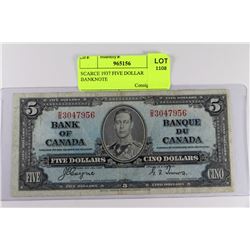 SCARCE 1937 FIVE DOLLAR BANKNOTE