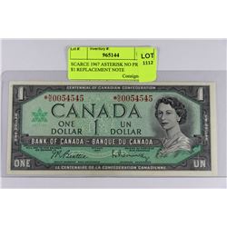 SCARCE 1967 ASTERISK NO PREFIX $1 REPLACEMENT NOTE