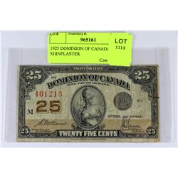 1923 DOMINION OF CANADA 25 CENT SHINPLASTER