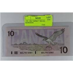 UNC 1986 "OSPREY" TEN DOLLAR BANKNOTE
