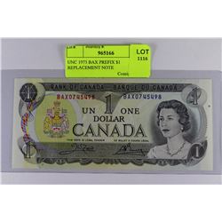 UNC 1973 BAX PREFIX $1 REPLACEMENT NOTE