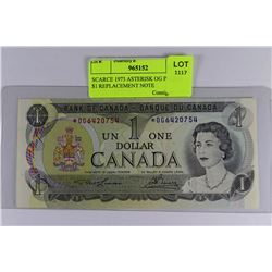 SCARCE 1973 ASTERISK OG PREFIX $1 REPLACEMENT NOTE