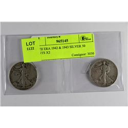 WWII ERA 1942 & 1943 SILVER 50 CENTS X2