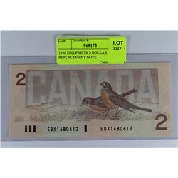 1986 EBX PREFIX 2 DOLLAR REPLACEMENT NOTE