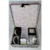 Image 1 : BOX WITH ASSORTED JEWELLERY INCL. SILVER, WATCHES,