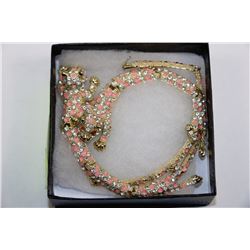 JEWELLED LEOPARD PINK NECKLACE