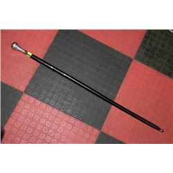 39" GENTLEMANS WALKING STICK WITH SILVER INLAY,