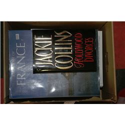 BOX OF HARD COVERED BOOKS INCL. JACKIE COLLINS,