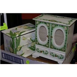 BOX INCLUDING 2 HANDPAINTED JEWELERY BOXES &