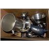 Image 1 : BOX WITH SILVER PLATED TEA POT,CUPS & ICE BUCKETS