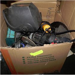 BOX WITH ASSORTED TOOLS INCL.GRINDERS,DISCS,