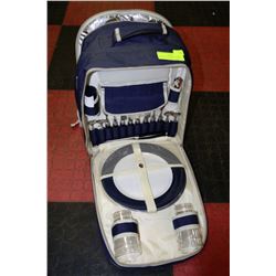 BLUE BACK PACK PICNIC BASKET WITH ALL UTENSILS