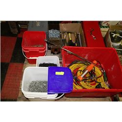 PALLET OF CONTRACTOR TOOLS INCL.EXTENSION CORDS,