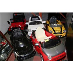 LOT OF 5 CHILDRENS ELECTRIC VEHICLES -NO BATTERIES