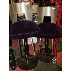 PAIR OF SHWOHOME METAL AND PURPLE FABRIC HYDRAULIC