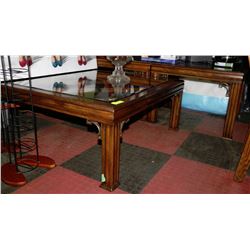 ESTATE WOOD AND GLASS COFFEE TABLE SET