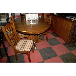 HEAVY SOLID WOOD DINING ROOM TABLE,HUTCH & 6  SIDE