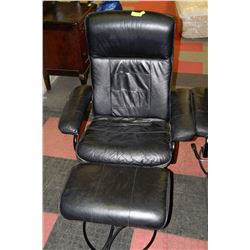 LEATHER RECLINING CHAIR & OTTOMAN