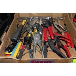 TRAY WITH ASSORTED WIRE STRIPPERS,PLIERS,HAMMER &