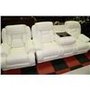 Image 1 : NEW WHITE PERFORATED LEATHER RECLINING SOFA WITH