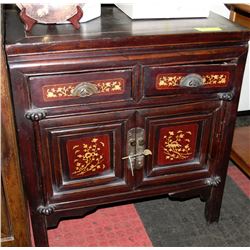 WOOD HANDPAINTED 2 DOOR 2 DRAWER CABINET