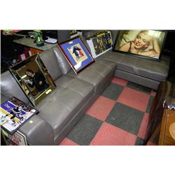 NEW GREY LEATHERETTE L SHAPED SECTIONAL