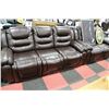 Image 1 : NEW CHOCOLATE BROWN LEATHER RECLINING SOFA AND