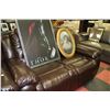 Image 2 : NEW CHOCOLATE BROWN LEATHER RECLINING SOFA AND