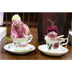 PAIR OF ROSE TEA CUPS