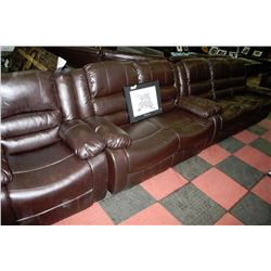 NEW BROWN LEATHERETTE RECLINING SOFA AND LOVE SEAT