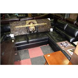 BLACK BONDED LEATHER LIFT BACK SECTIONAL