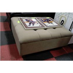 SHOWHOME BEIGE MICROFIBRE OTTOMAN