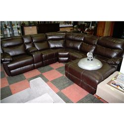 NEW BROWN LEATHER ELECTRIC RECLINING SECTIONAL