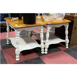 PAIR OF 2 TONE WOOD END TABLES