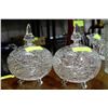 Image 1 : PAIR OF VINTAGE PINWHEEL CUT GLASS COVERED FOOTED