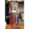 Image 1 : HEAVY CUT GLASS RED TONE VASE