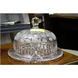 VINTAGE PINWHEEL CUT GLASS COVERED CAKE DISH