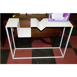 MODERN STYLED WHITE METAL HALL TABLE